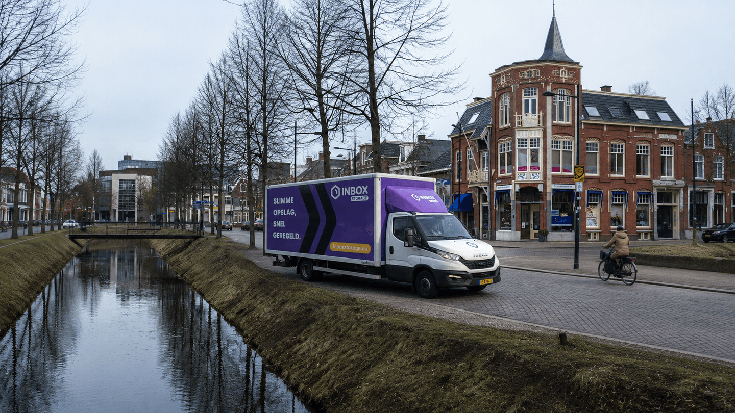 Tevreden klant tussen twee huizen met Inbox Storage opslag
